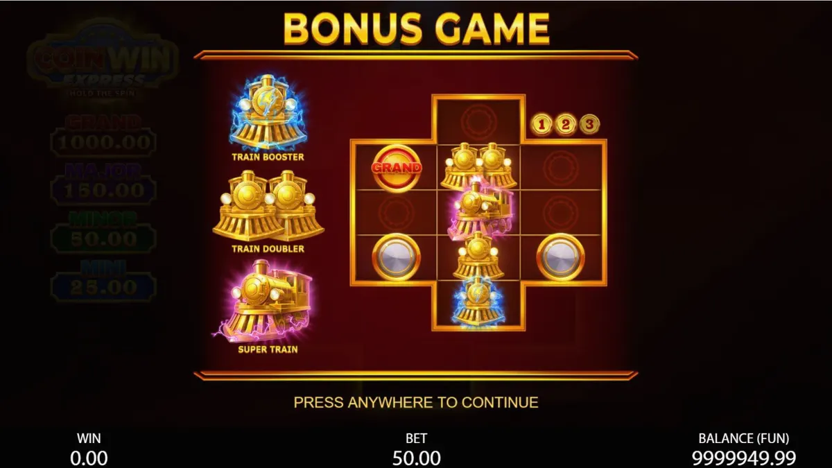 Locomotiva dourada e s&iacute;mbolos cl&aacute;ssicos no slot Coin Win Express